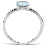 Alamode High polished (no plating) Stainless Steel Ring with AAA Grade CZ in Sea Blue - Alamode - Flyclothing LLC