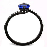 Alamode IP Black(Ion Plating) Stainless Steel Ring with Synthetic Spinel in London Blue - Alamode - Flyclothing LLC