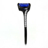 Alamode IP Black(Ion Plating) Stainless Steel Ring with Synthetic Spinel in London Blue - Alamode - Flyclothing LLC