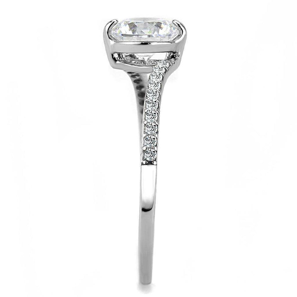 Alamode High polished (no plating) Stainless Steel Ring with AAA Grade CZ in Clear - Alamode - Flyclothing LLC