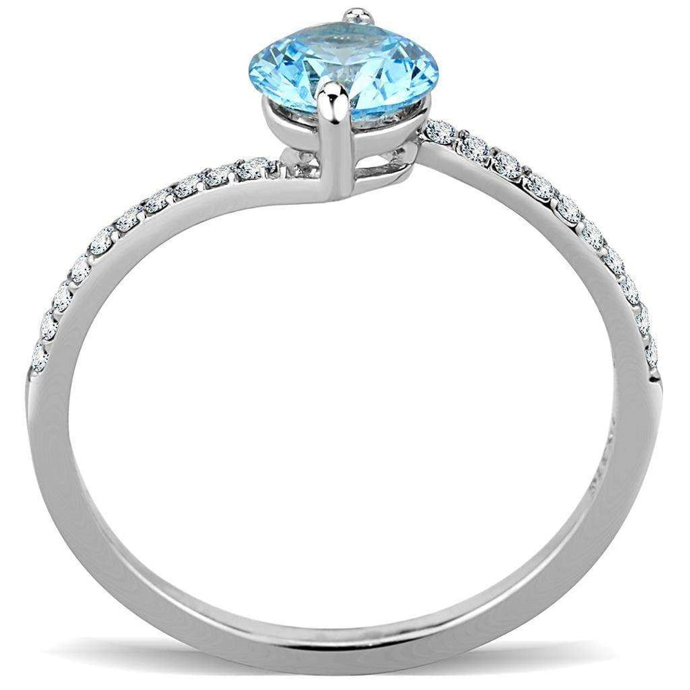 Alamode High polished (no plating) Stainless Steel Ring with AAA Grade CZ in Sea Blue - Alamode - Flyclothing LLC