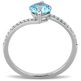 Alamode High polished (no plating) Stainless Steel Ring with AAA Grade CZ in Sea Blue - Alamode - Flyclothing LLC