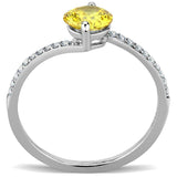 Alamode High polished (no plating) Stainless Steel Ring with AAA Grade CZ in Topaz - Alamode - Flyclothing LLC