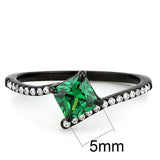 Alamode IP Black(Ion Plating) Stainless Steel Ring with AAA Grade CZ in Emerald - Alamode - Flyclothing LLC