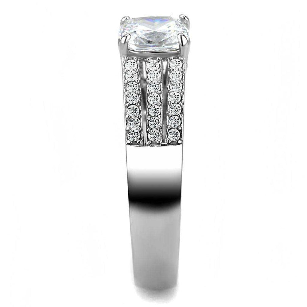 Alamode High polished (no plating) Stainless Steel Ring with Cubic in Clear - Alamode - Flyclothing LLC