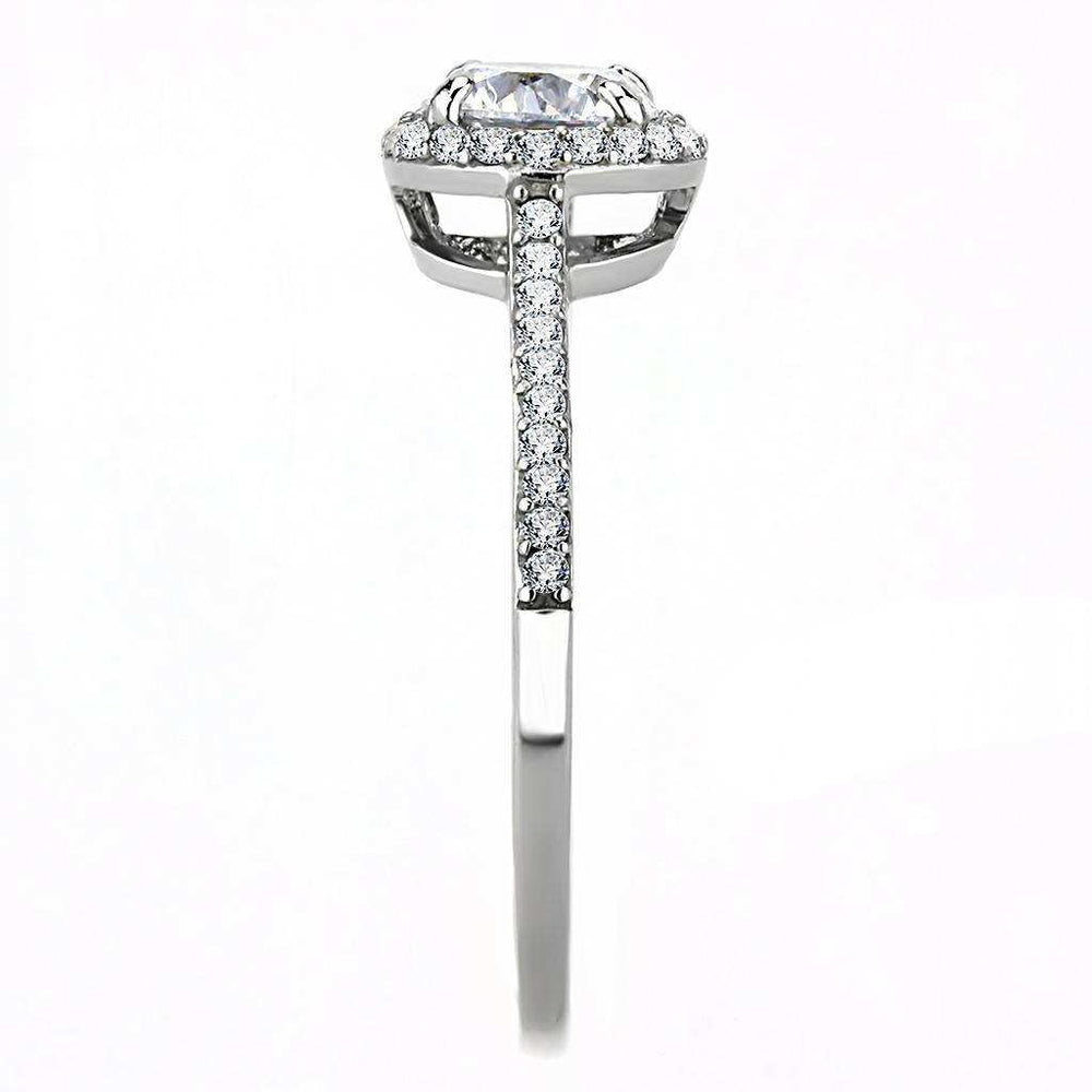 Alamode High polished (no plating) Stainless Steel Ring with AAA Grade CZ in Clear - Alamode - Flyclothing LLC