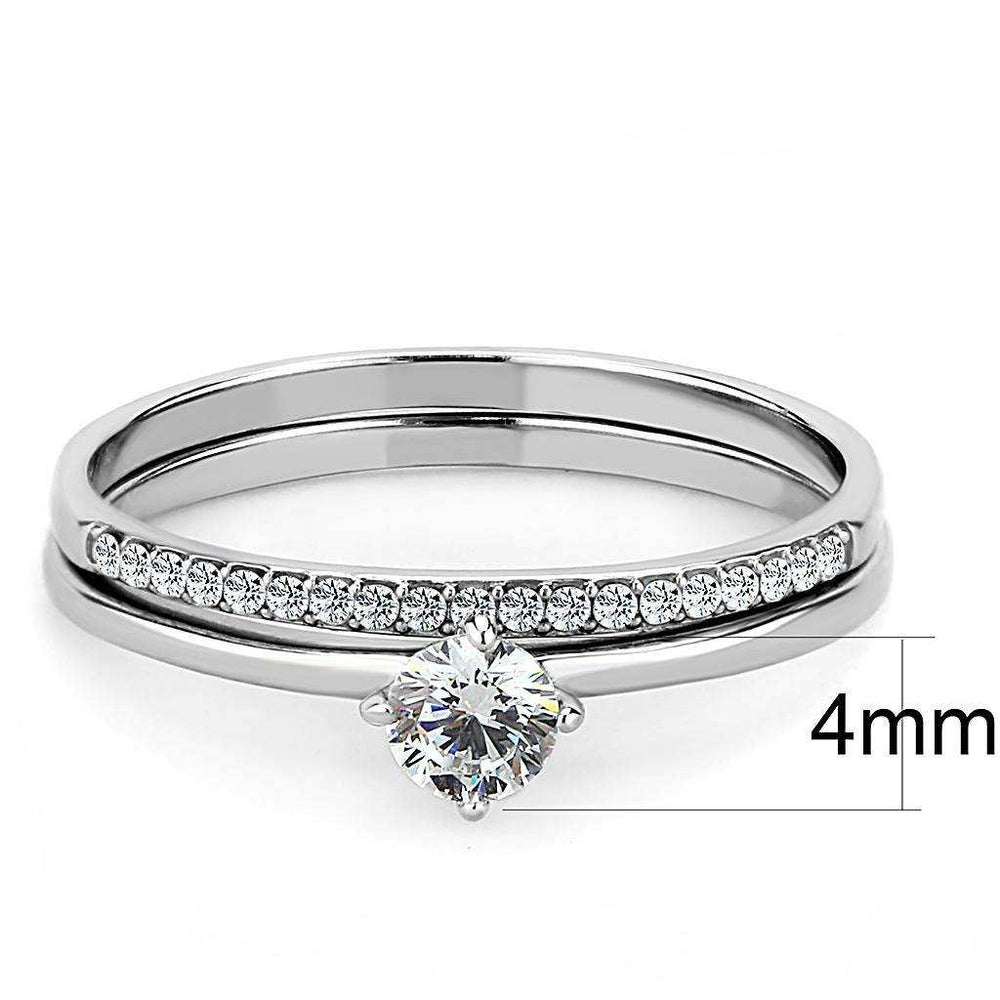 Alamode High polished (no plating) Stainless Steel Ring with AAA Grade CZ in Clear - Alamode - Flyclothing LLC
