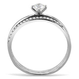 Alamode High polished (no plating) Stainless Steel Ring with AAA Grade CZ in Clear - Alamode - Flyclothing LLC