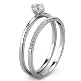 Alamode High polished (no plating) Stainless Steel Ring with AAA Grade CZ in Clear - Alamode - Flyclothing LLC