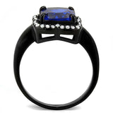 Alamode IP Black(Ion Plating) Stainless Steel Ring with Synthetic Spinel in London Blue - Alamode - Flyclothing LLC