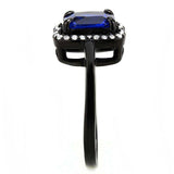 Alamode IP Black(Ion Plating) Stainless Steel Ring with Synthetic Spinel in London Blue - Alamode - Flyclothing LLC