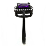 Alamode IP Black(Ion Plating) Stainless Steel Ring with AAA Grade CZ in Amethyst - Alamode - Flyclothing LLC