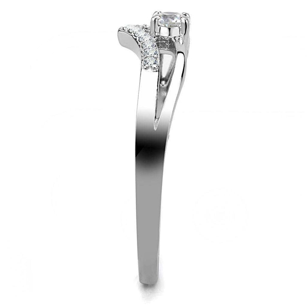 Alamode High polished (no plating) Stainless Steel Ring with AAA Grade CZ in Clear - Alamode - Flyclothing LLC