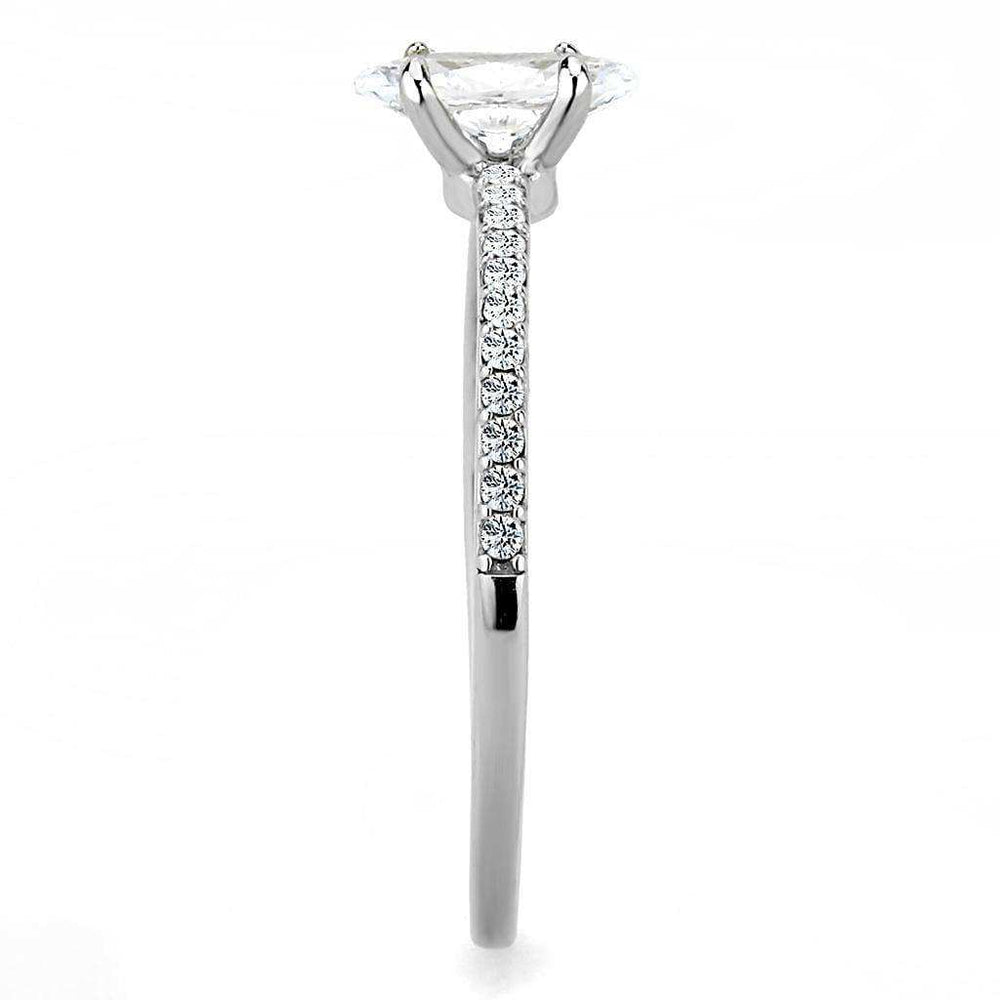 Alamode High polished (no plating) Stainless Steel Ring with Cubic in Clear - Alamode - Flyclothing LLC