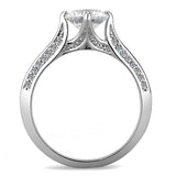 Alamode High polished (no plating) Stainless Steel Ring with AAA Grade CZ in Clear - Alamode - Flyclothing LLC