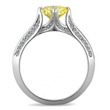Alamode High polished (no plating) Stainless Steel Ring with AAA Grade CZ in Topaz - Alamode - Flyclothing LLC