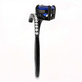 Alamode IP Black(Ion Plating) Stainless Steel Ring with Synthetic Spinel in London Blue - Alamode - Flyclothing LLC