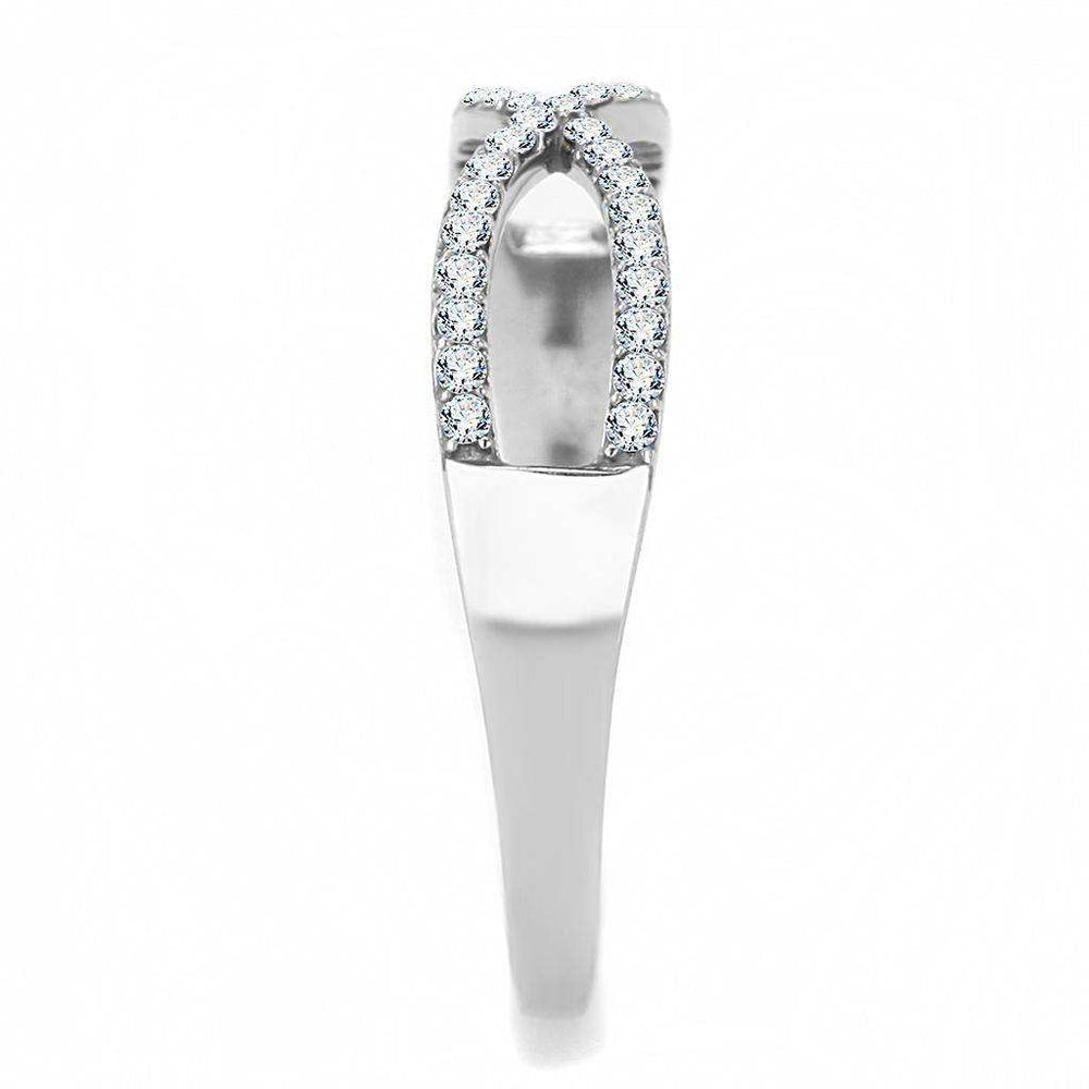 Alamode High polished (no plating) Stainless Steel Ring with AAA Grade CZ in Clear - Alamode - Flyclothing LLC