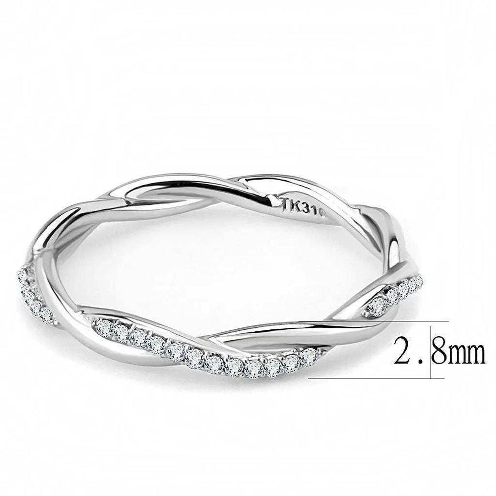 Alamode High polished (no plating) Stainless Steel Ring with AAA Grade CZ in Clear - Alamode - Flyclothing LLC