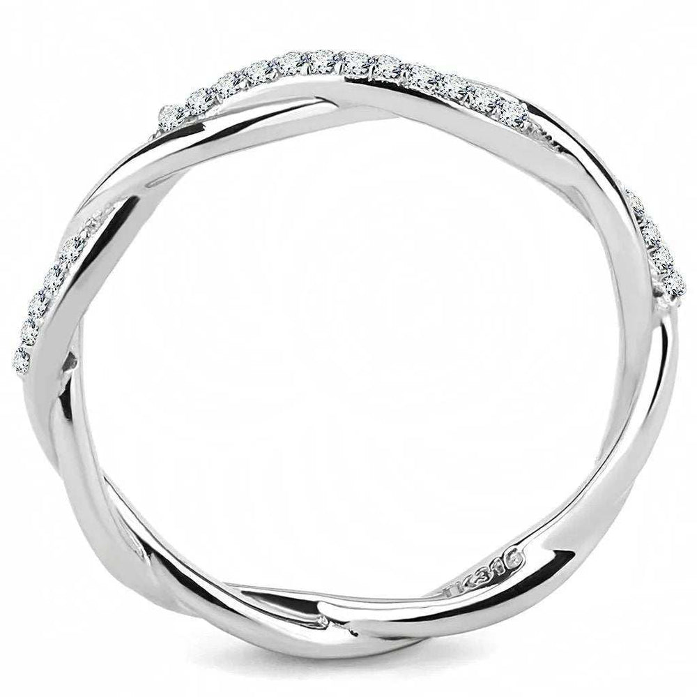 Alamode High polished (no plating) Stainless Steel Ring with AAA Grade CZ in Clear - Alamode - Flyclothing LLC