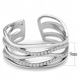 Alamode High polished (no plating) Stainless Steel Ring with AAA Grade CZ in Clear - Alamode - Flyclothing LLC