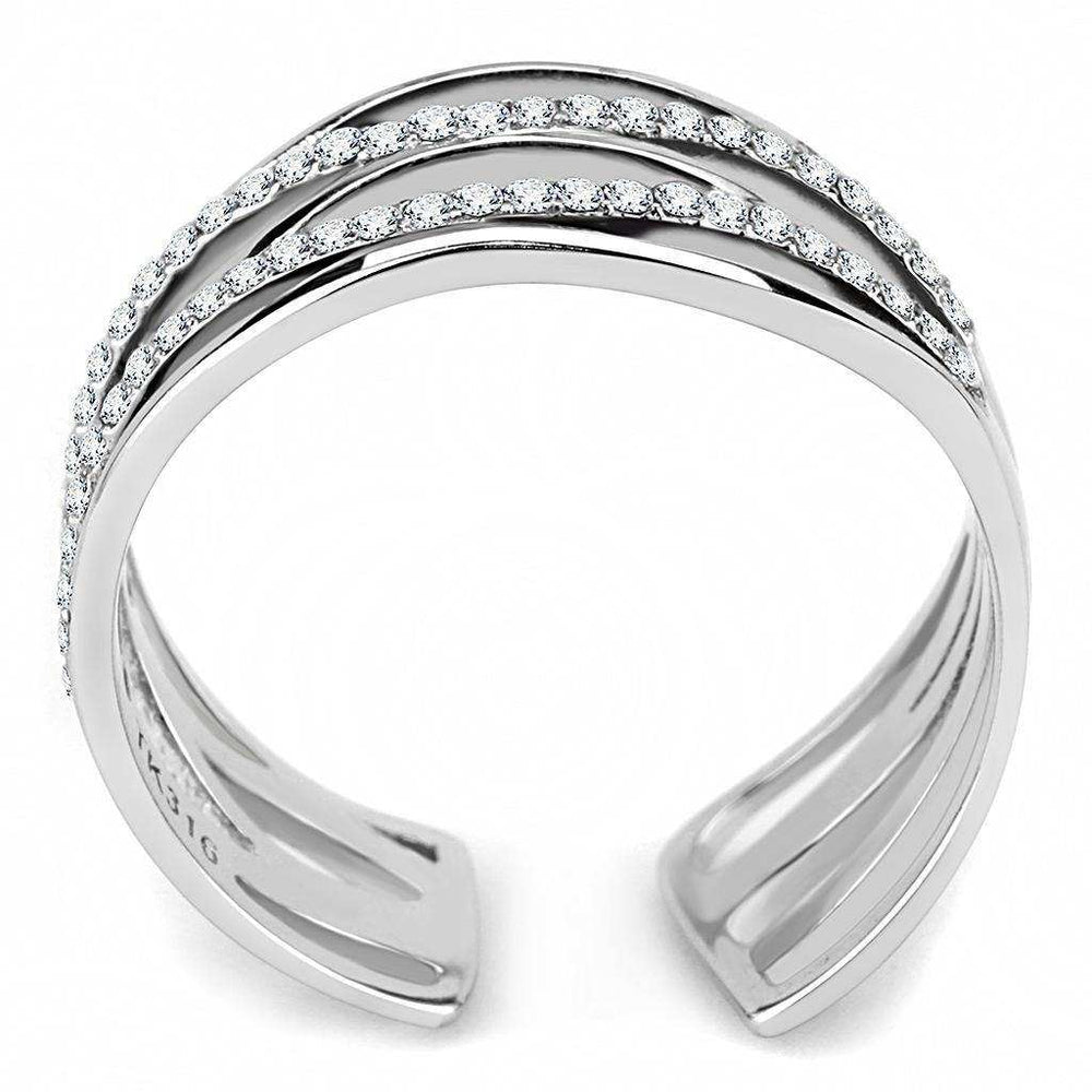 Alamode High polished (no plating) Stainless Steel Ring with AAA Grade CZ in Clear - Alamode - Flyclothing LLC