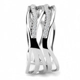 Alamode High polished (no plating) Stainless Steel Ring with AAA Grade CZ in Clear - Alamode - Flyclothing LLC