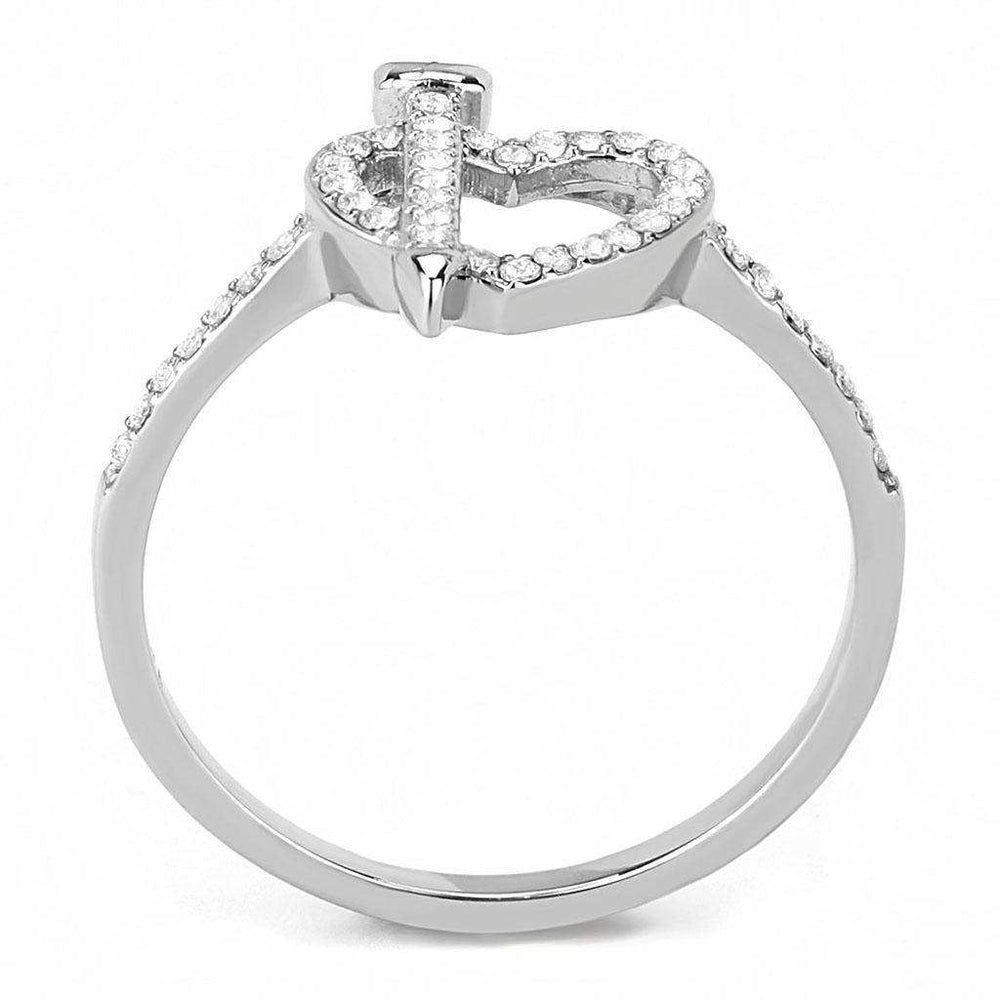 Alamode High polished (no plating) Stainless Steel Ring with AAA Grade CZ in Clear - Alamode - Flyclothing LLC