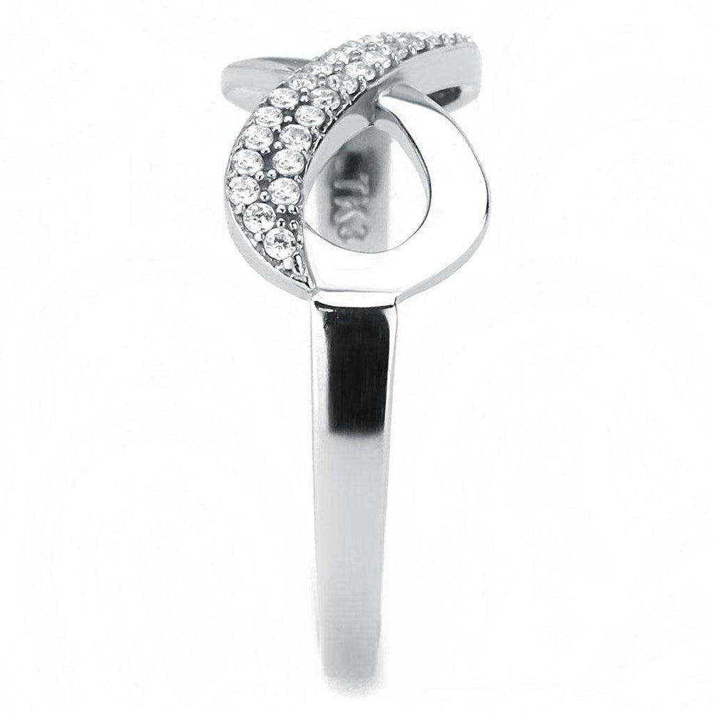 Alamode High polished (no plating) Stainless Steel Ring with AAA Grade CZ in Clear - Alamode - Flyclothing LLC