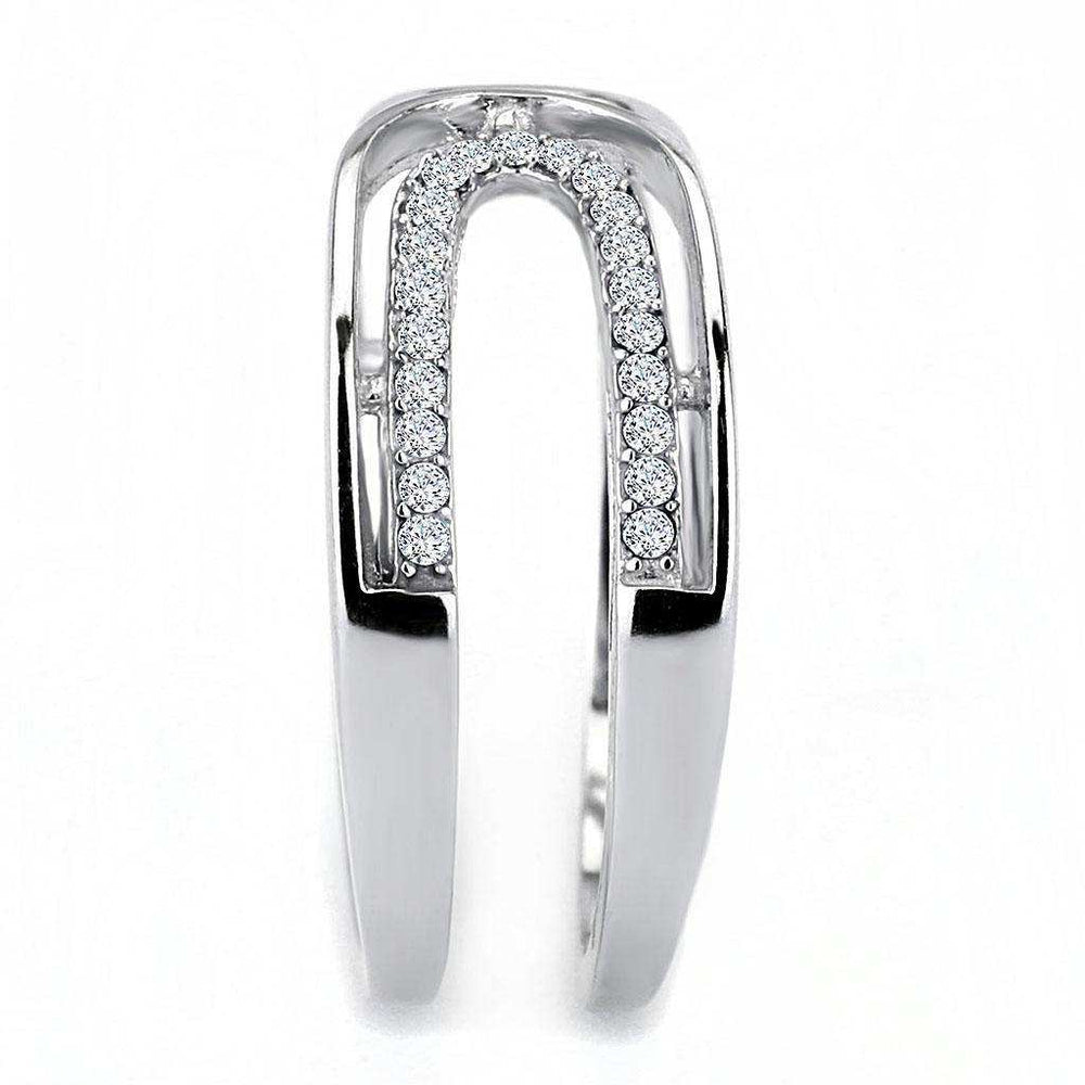 Alamode High polished (no plating) Stainless Steel Ring with AAA Grade CZ in Clear - Alamode - Flyclothing LLC