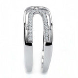 Alamode High polished (no plating) Stainless Steel Ring with AAA Grade CZ in Clear - Alamode - Flyclothing LLC