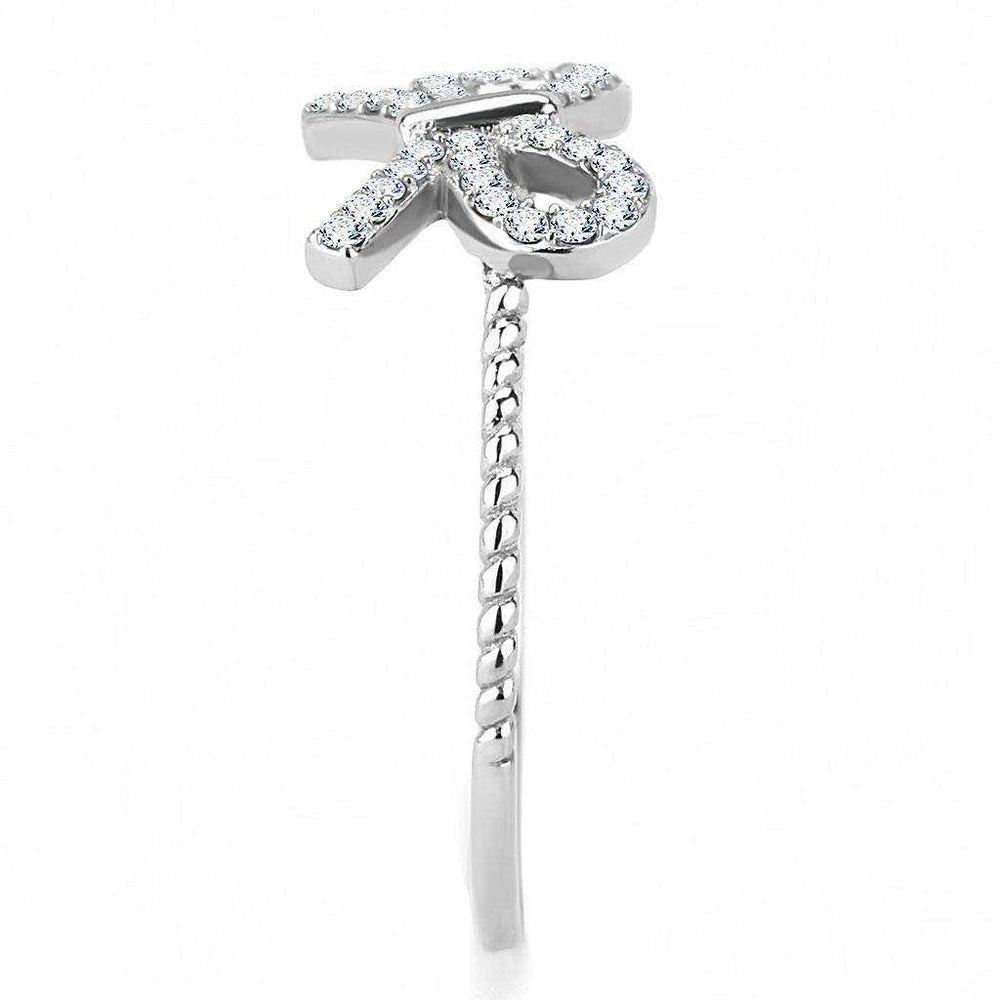 Alamode High polished (no plating) Stainless Steel Ring with AAA Grade CZ in Clear - Alamode - Flyclothing LLC