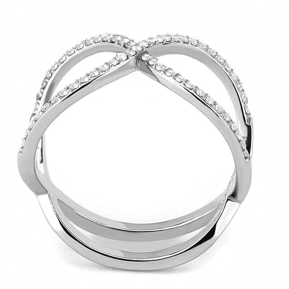Alamode High polished (no plating) Stainless Steel Ring with AAA Grade CZ in Clear - Alamode - Flyclothing LLC