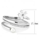 Alamode High polished (no plating) Stainless Steel Ring with Synthetic Pearl in White - Alamode - Flyclothing LLC