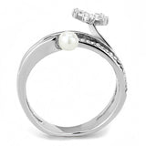 Alamode High polished (no plating) Stainless Steel Ring with Synthetic Pearl in White - Alamode - Flyclothing LLC