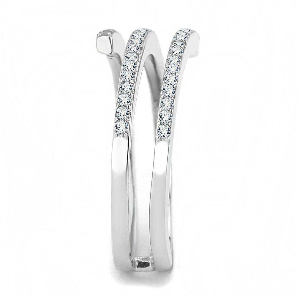 Alamode High polished (no plating) Stainless Steel Ring with AAA Grade CZ in Clear - Alamode - Flyclothing LLC