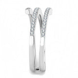 Alamode High polished (no plating) Stainless Steel Ring with AAA Grade CZ in Clear - Alamode - Flyclothing LLC