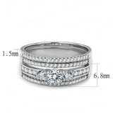 Alamode High polished (no plating) Stainless Steel Ring with AAA Grade CZ in Clear - Alamode - Flyclothing LLC