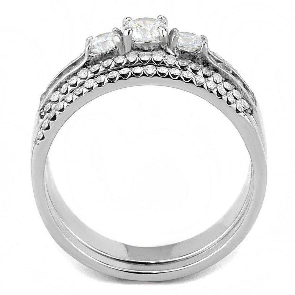 Alamode High polished (no plating) Stainless Steel Ring with AAA Grade CZ in Clear - Alamode - Flyclothing LLC