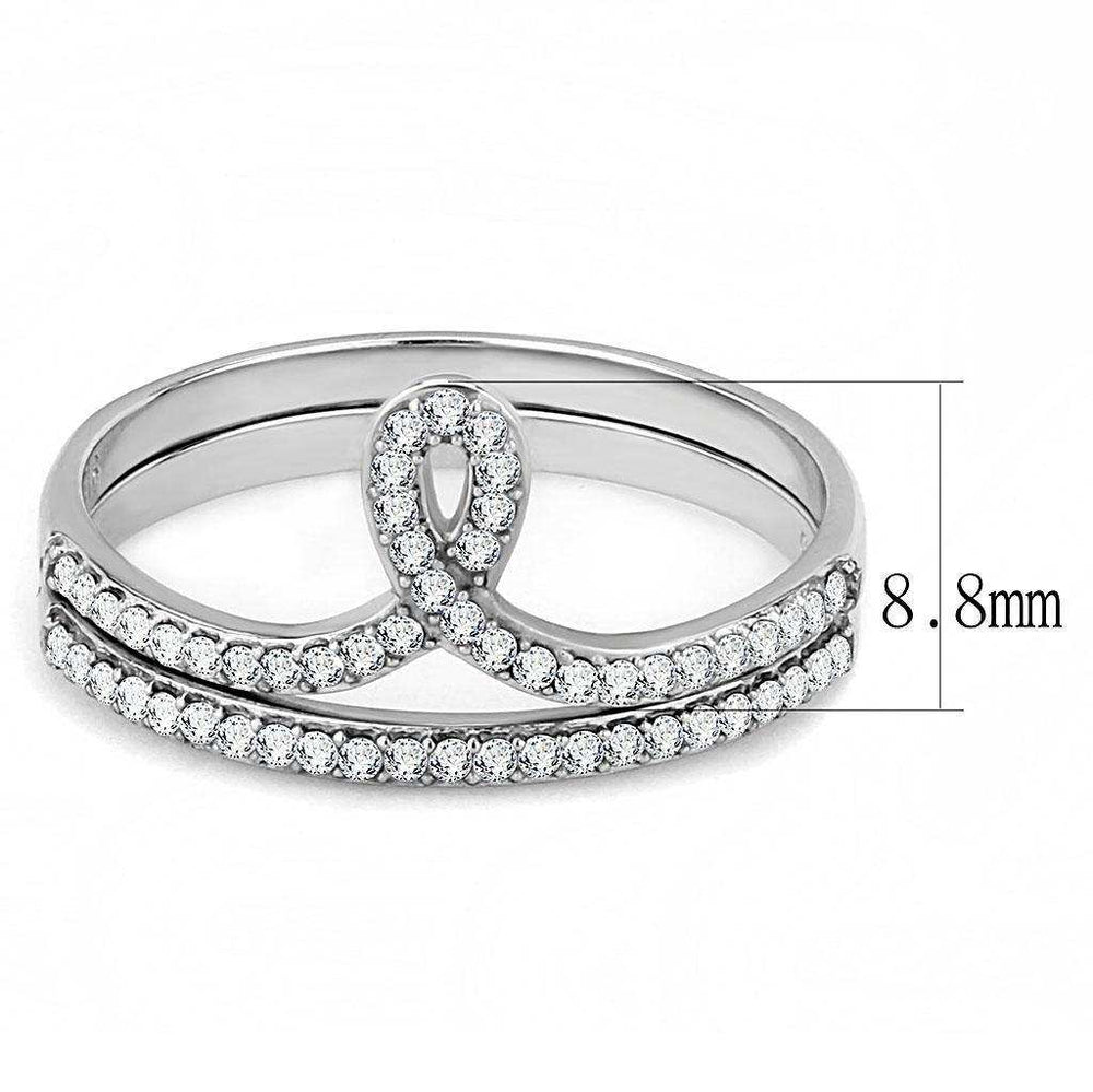 Alamode High polished (no plating) Stainless Steel Ring with AAA Grade CZ in Clear - Alamode - Flyclothing LLC