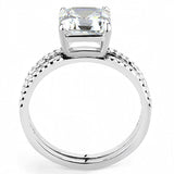 Alamode High polished (no plating) Stainless Steel Ring with Cubic in Clear - Alamode - Flyclothing LLC