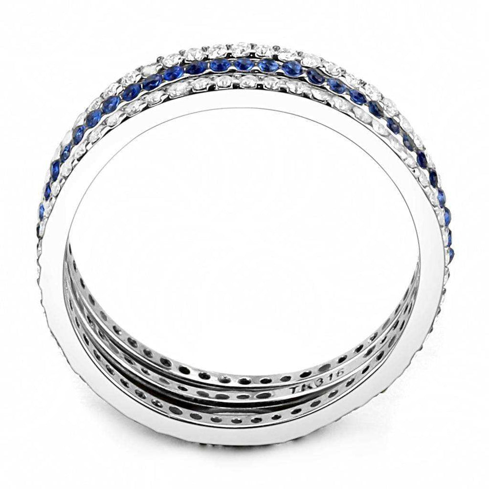 Alamode High polished (no plating) Stainless Steel Ring with AAA Grade CZ in London Blue - Alamode - Flyclothing LLC