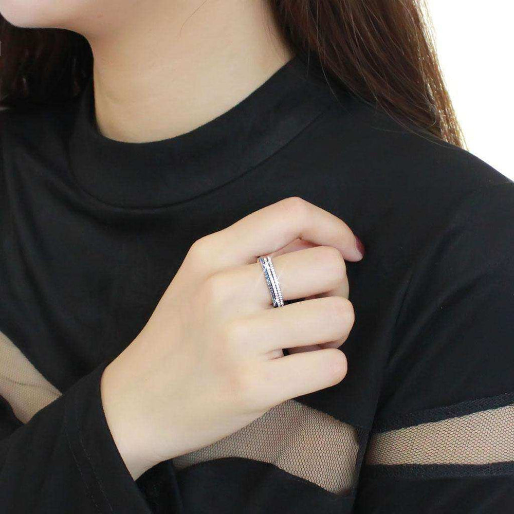 Alamode High polished (no plating) Stainless Steel Ring with AAA Grade CZ in London Blue - Alamode - Flyclothing LLC