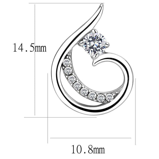 Alamode High polished (no plating) Stainless Steel Earrings with AAA Grade CZ in Clear - Alamode - Flyclothing LLC