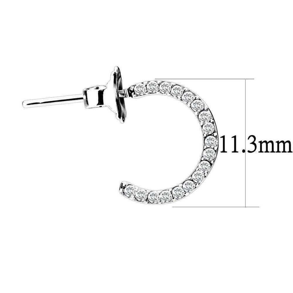 Alamode High polished (no plating) Stainless Steel Earrings with AAA Grade CZ in Clear - Alamode - Flyclothing LLC