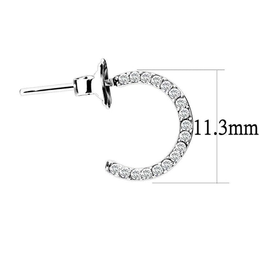 Alamode High polished (no plating) Stainless Steel Earrings with AAA Grade CZ in Clear - Alamode - Flyclothing LLC