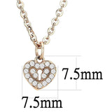 Alamode IP Rose Gold(Ion Plating) Stainless Steel Chain Pendant with AAA Grade CZ in Clear - Alamode - Flyclothing LLC