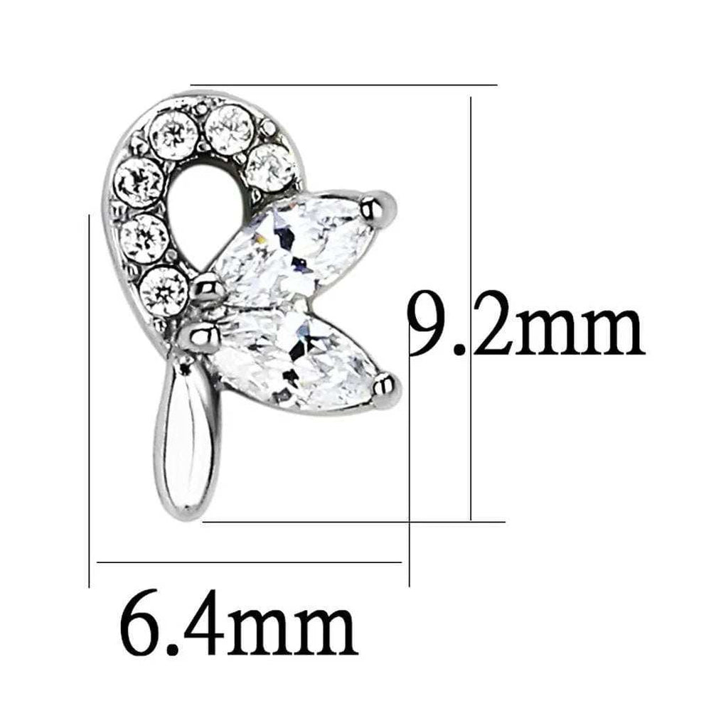 Alamode High polished (no plating) Stainless Steel Earrings with AAA Grade CZ in Clear - Alamode - Flyclothing LLC