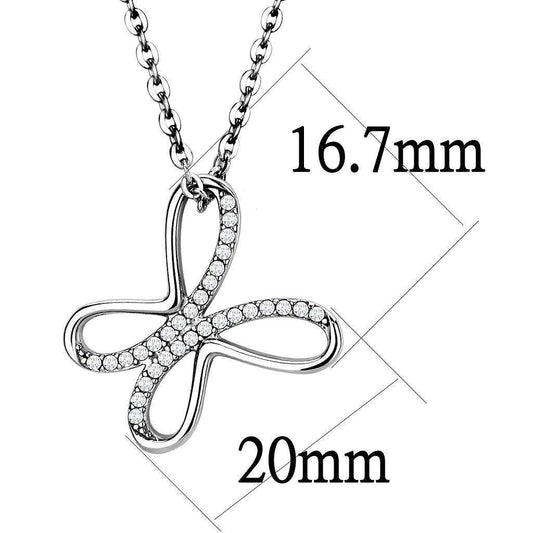 Alamode High polished (no plating) Stainless Steel Chain Pendant with AAA Grade CZ in Clear - Alamode - Flyclothing LLC