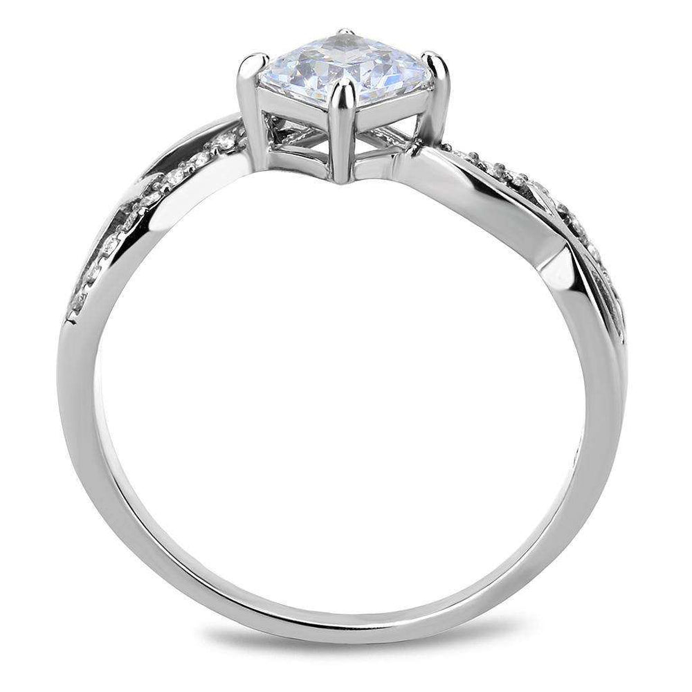 Alamode High polished (no plating) Stainless Steel Ring with AAA Grade CZ in Clear - Alamode - Flyclothing LLC
